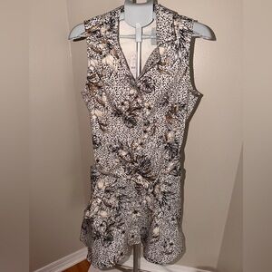 White House Black Market Printed Utility Flounce Dress NWT